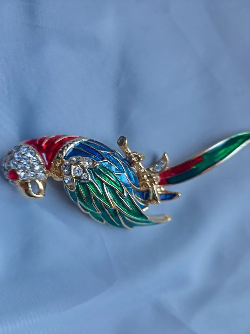 Enamel Parrot Brooch